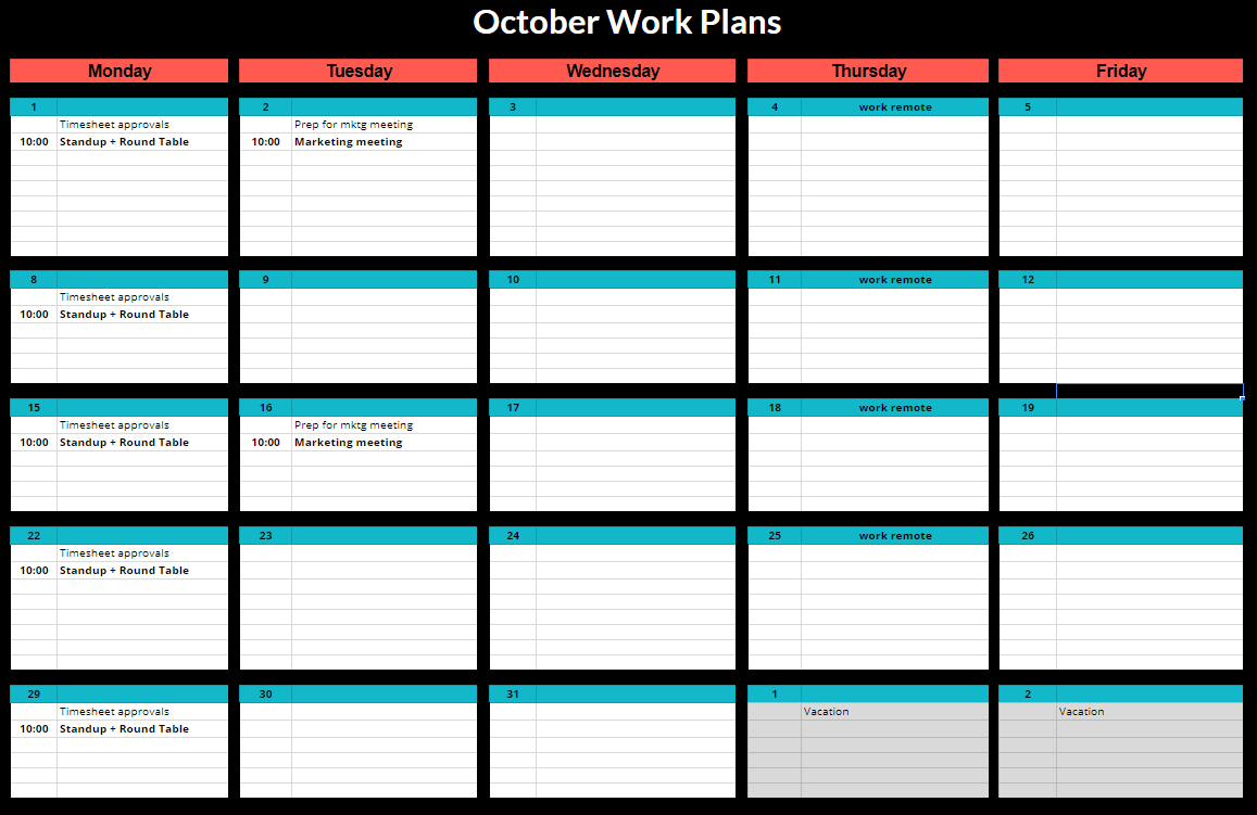 Productivity Calendars