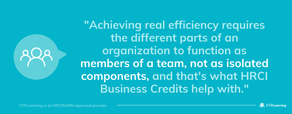 Quote about teamwork contributing to overall business efficiency, set against blue background