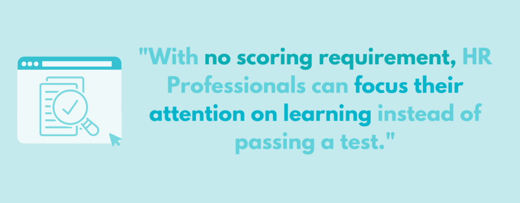 Blue-toned icon image featuring a quote about SHRM and HRCI recertification standards